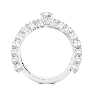Moissanite Round Stone with Beads Engagement Ring silver