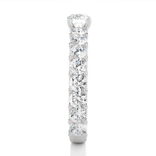 Moissanite Round Stone with Beads Engagement Ring white gold