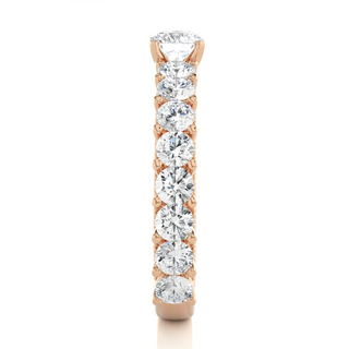 Moissanite Round Stone with Beads Engagement Ring rose gold