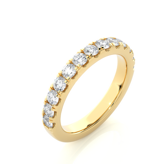 1 Ct Moissanite V-Split Half Eternity Band In Yellow Gold