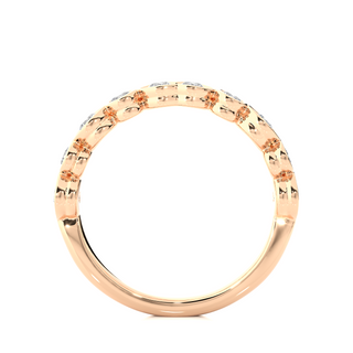 1 Ct Round Moissanite Wedding Band For Women In Rose Gold