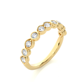 1 Ct Round Moissanite Wedding Band For Women In Yellow Gold