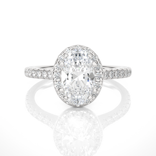 2 Ct Oval Cut Moissanite Halo Engagement Ring In Rose Gold