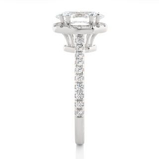 Oval Shape with Accents Moissanite Engagement Ring silver