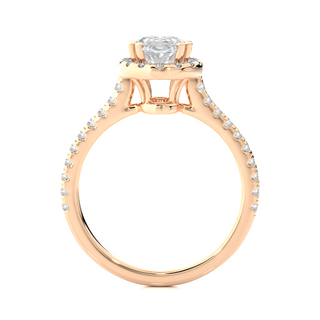Oval Shape with Accents Moissanite Engagement Ring rose gold