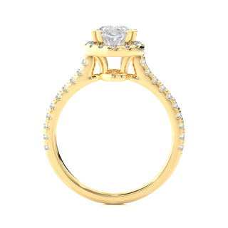 Oval Shape with Accents Moissanite Engagement Ring yellow gold