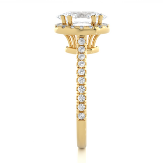 Oval Shape with Accents Moissanite Engagement Ring yellow gold