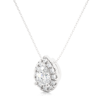 Pear Shaped Halo Moissnaite Pendant silver