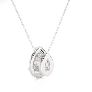 Pear Shaped Halo Moissnaite Pendant silver