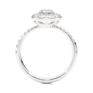 Pinched Shank Flower Design Moissnaite Ring white gold