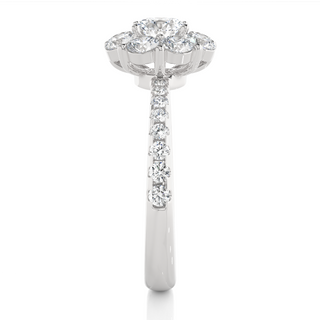 Pinched Shank Flower Design Moissnaite Ring white gold