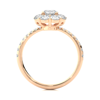 Pinched Shank Flower Design Moissnaite Ring rose gold