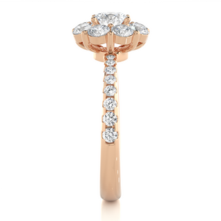 Pinched Shank Flower Design Moissnaite Ring rose gold