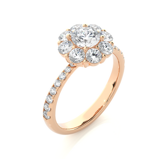 Pinched Shank Flower Design Moissnaite Ring rose gold