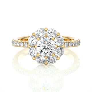 Pinched Shank Flower Design Moissnaite Ring yellow gold