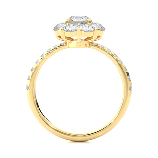Pinched Shank Flower Design Moissnaite Ring yellow gold
