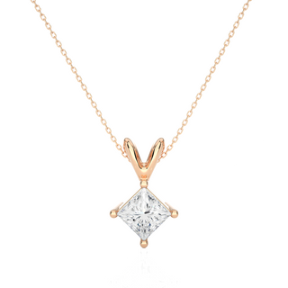 Princess Cut Moissanite Pendant rose gold