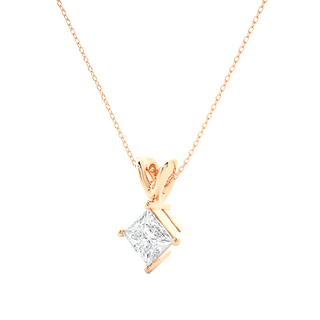 0.5 Carat Princess Cut Solitaire Moissanite Pendant in Rose Gold