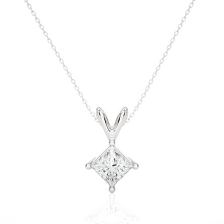Princess Cut Moissanite Pendant white gold