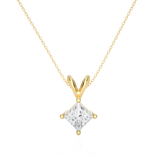 Princess Cut Moissanite Pendant yellow gold