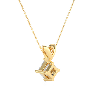 0.5 Carat Princess Shaped Moissanite Solitaire Pendant in Yellow Gold