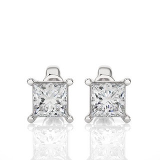 Princess Cut Soliatire Moissanite Earrings silver
