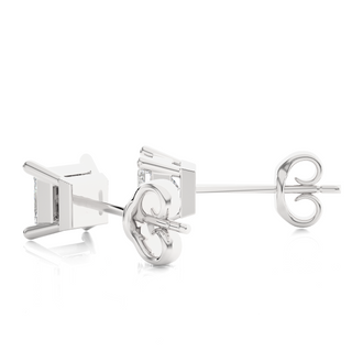 1 Ct Princess Cut Moissanite Solitaire Stud Earrings In White Gold