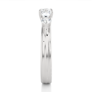 Princess and Round Stone Moissanite Ring silver