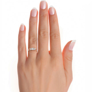 Princess and Round Stone Moissanite Ring rose gold