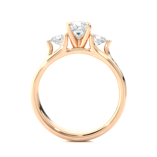 Princess and Round Stone Moissanite Ring rose gold