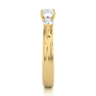Princess and Round Stone Moissanite Ring yellow gold