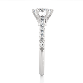 Round Cut Stone with Six Prong Moissanite Ring white gold
