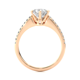 Round Cut Stone with Six Prong Moissanite Ring rose gold