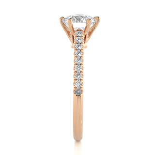 Round Cut Stone with Six Prong Moissanite Ring rose gold