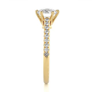 Round Cut Stone with Six Prong Moissanite Ring yellow gold