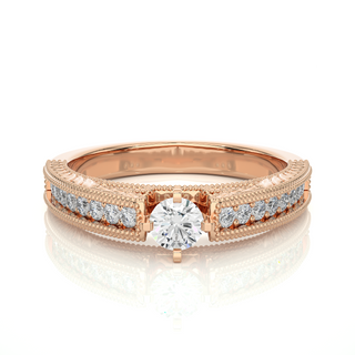 1.50 Ct Round Moissanite Vintage Ring With Beads Accent In White Gold