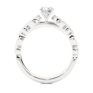 2 Carat Round Moissanite Beads Setting Wedding Ring In White Gold