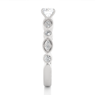 2 Carat Round Moissanite Beads Setting Wedding Ring In White Gold