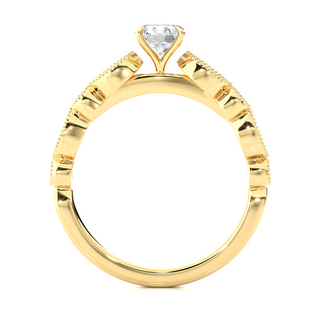 2 Carat Round Moissanite Beads Setting Wedding Ring In Yellow Gold