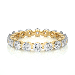 Round Shape Bar Setting Moissanite Ring yellow gold