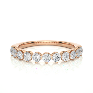 1 Ct Round Moissanite Bar Set Half Eternity Band In Yellow Gold