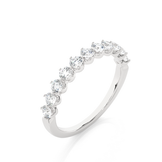 1 Ct Round Moissanite Bar Set Half Eternity Band In Silver