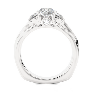 Round Stone Bridge Setting Moissnaite Ring silver