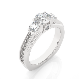 Round Stone Bridge Setting Moissnaite Ring silver