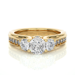 2 Carat Round Moissanite Three Stone Engagement Ring In Silver