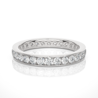 2 Ct Round Moissanite Pave Setting Band In White Gold