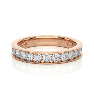 1.50 Ct Round Moissanite Channel Setting Wedding Band In Yellow Gold