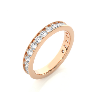 1.50 Ct Round Moissanite Channel Setting Wedding Band In Rose Gold