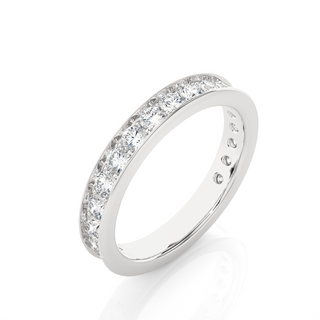 1.50 Ct Round Moissanite Channel Setting Wedding Band In Silver