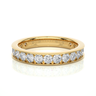1.50 Ct Round Moissanite Channel Setting Wedding Band In Silver